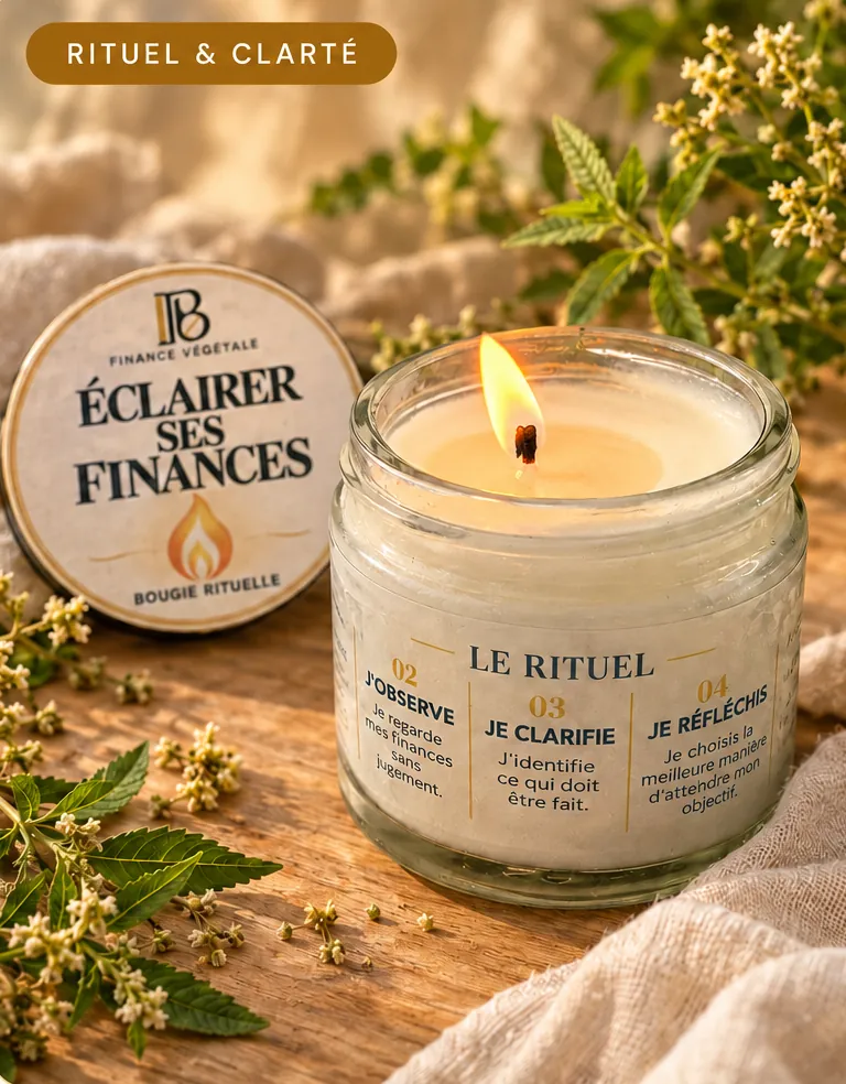 Éclairer ses finances — Bougie rituelle artisanale à la verveine
