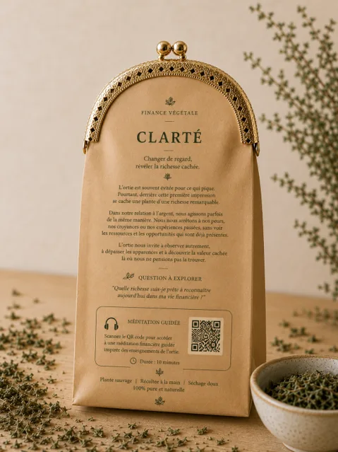 Le lien entre la plante et la finance — au dos du porte-monnaie artisanal